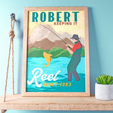 Oakdene Designs Prints Personalised Vintage Style Fishing Print